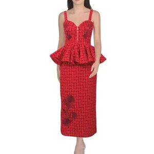 Fanm Mon Scarlet Peplum Skirt Set